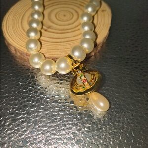 Vivienne Westwood Gold Pendant Pearl Necklace